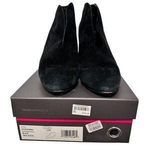Vince Camuto Heel Women's 10M Black Leather Eckanna V-Front Heeled Bootie‎ Shoe
